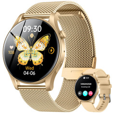 Smartwatch for Women 1.43" Touchscreen Smart Watch Answer/Make Call with  Sleep Monitor 100+ Sports Modes Fitness Tracker for Android iOS(1Pack-Gold) product